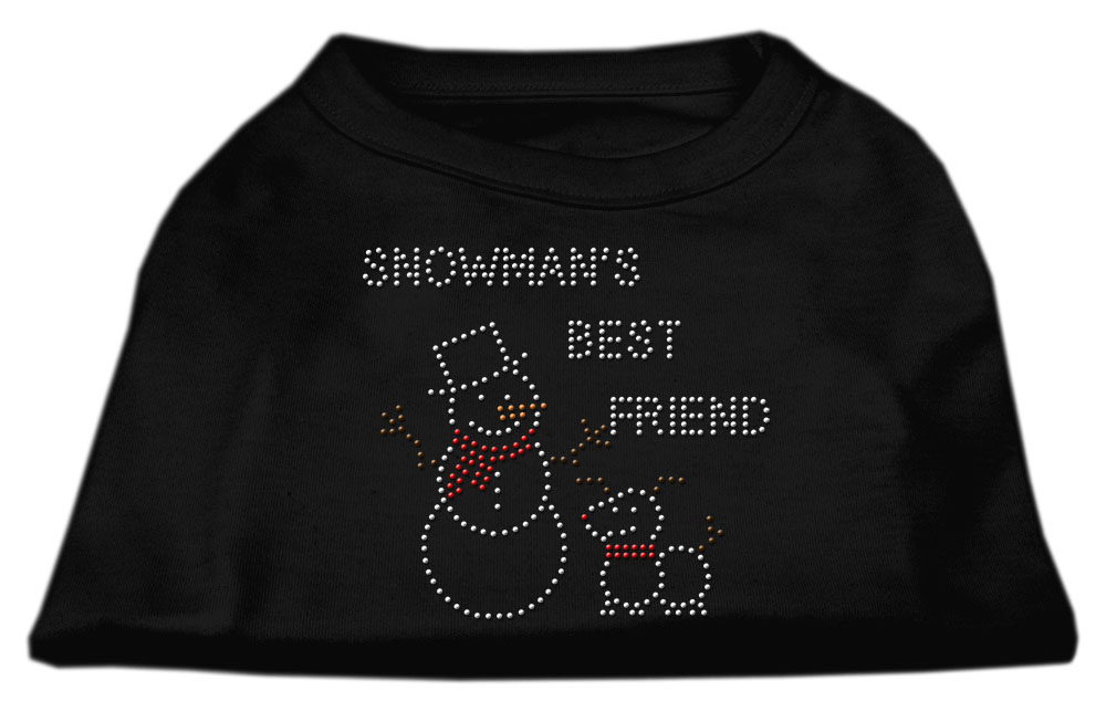 Snowman's Best Friend Rhinestone Shirt Black S